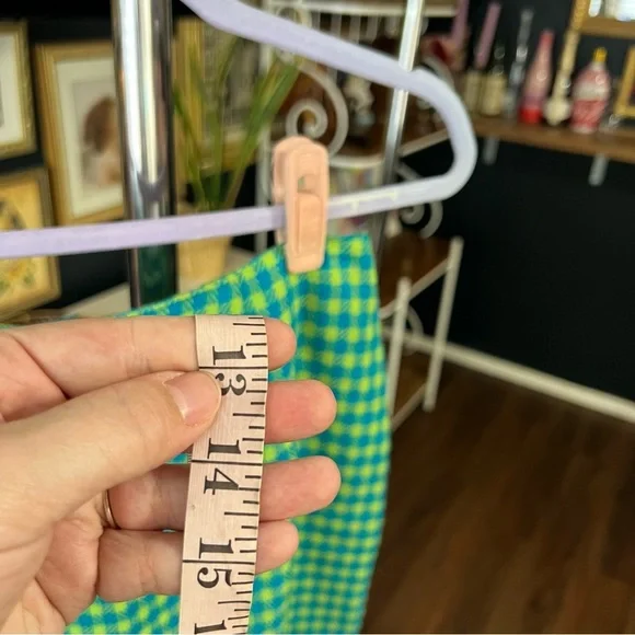 Vintage Green and Blue Houndstooth Skirt - Picture 6 of 8